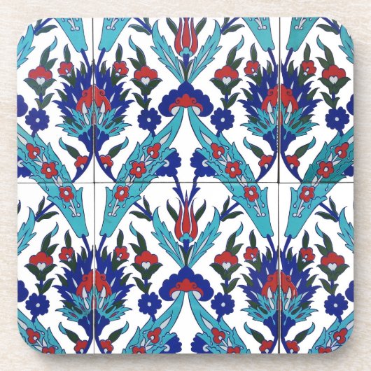 Turks Iznik Floral Pattern Bier Onderzetter (Voorkant)