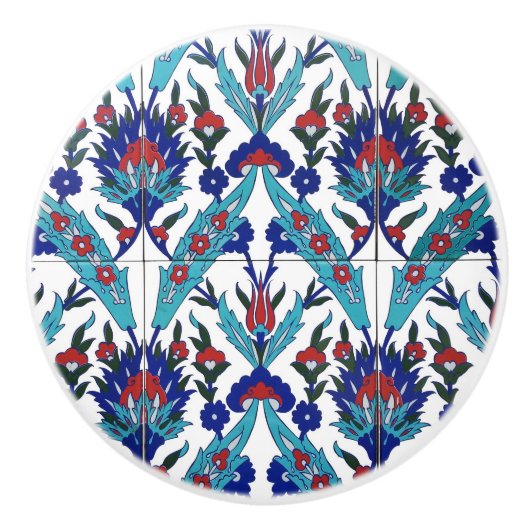 Turks-Iznik Floral Pattern-meubilair Keramische Knop (Voorkant)