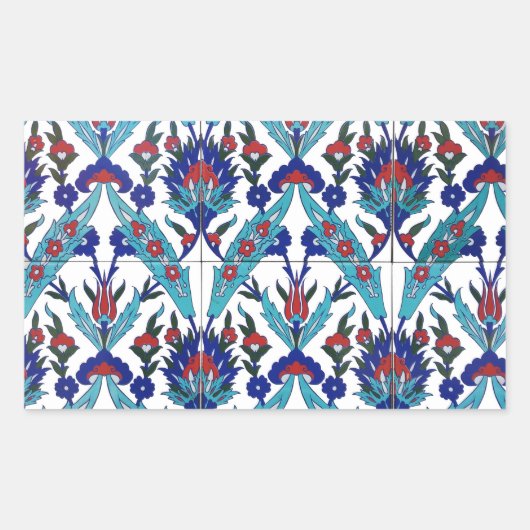 Turks Iznik Floral Pattern Rechthoekige Sticker (Voorkant)