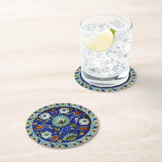 Turks Iznik Floral Pattern Ronde Kartonnen Onderzetter (Insitu)