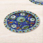 Turks Iznik Floral Pattern Ronde Kartonnen Onderzetter (Gebogen)