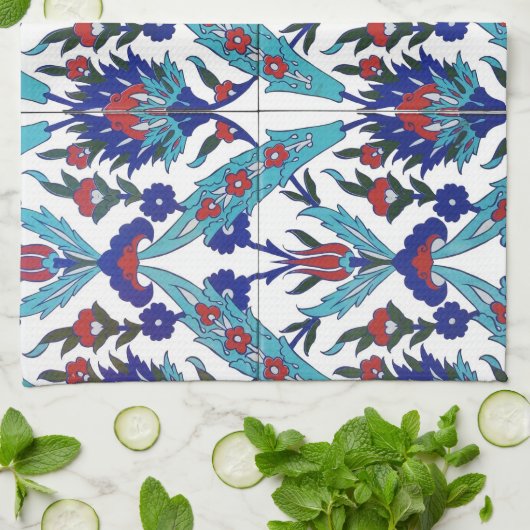 Turks Iznik Floral Pattern Theedoek (Gevouwen)