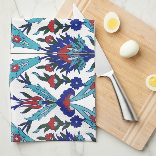 Turks Iznik Floral Pattern Theedoek (Quarter Fold)