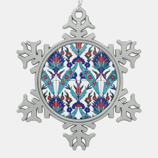 Turks Iznik Floral Pattern Tin Sneeuwvlok Ornament (Voorkant)