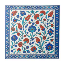 Turks Iznik Floral Tegel Art in blauw en rood Tegeltje