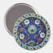 Turks Iznik Symmetrical Flower Motif Pattern Magneet (Voorkant / Achterkant)