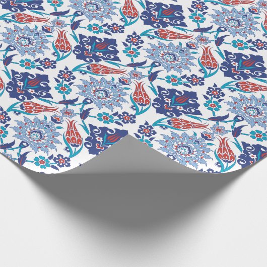 Turks Iznik tegels:  patroon. Cadeaupapier (Hoek)