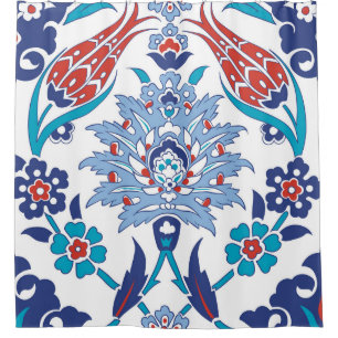 Turks Iznik tegels:  patroon. Douchegordijn