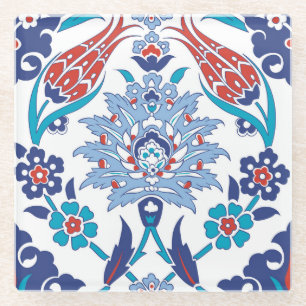 Turks Iznik tegels:  patroon. Glazen Onderzetter