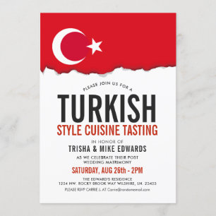 Turks-keuken   Flag White Invite Kaart