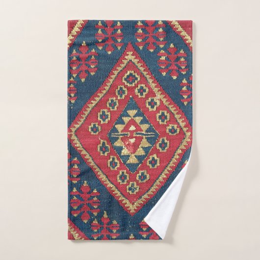 Turks Kilim Carpet Rug Antiek Red Blue Bad Handdoek (Handdoek)