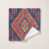 Turks Kilim Carpet Rug Antiek Red Blue Bad Handdoek (Wasdoekje)