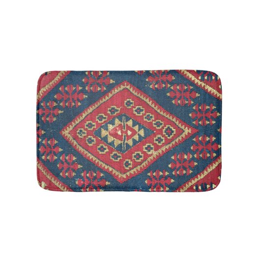 Turks Kilim Carpet Rug Antiek Red Blue Badmat (Voorkant)