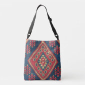 Turks Kilim Carpet Rug Antiek Red Blue Crossbody Tas (Achterkant)