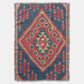 Turks Kilim Carpet Rug Antiek Red Blue Deken (Voorkant Verticaal)