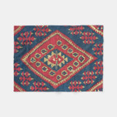 Turks Kilim Carpet Rug Antiek Red Blue Fleece Deken (Voorkant (Horizontaal))