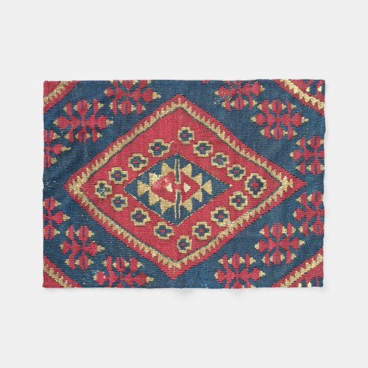 Turks Kilim Carpet Rug Antiek Red Blue Fleece Deken (Voorkant (Horizontaal))