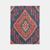 Turks Kilim Carpet Rug Antiek Red Blue Fleece Deken (Voorkant)