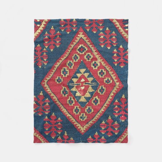 Turks Kilim Carpet Rug Antiek Red Blue Fleece Deken (Voorkant)