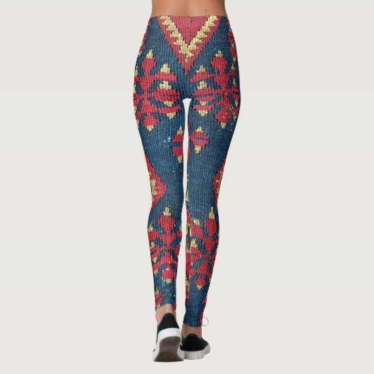 Turks Kilim Carpet Rug Antiek Red Blue Leggings (Achterkant)