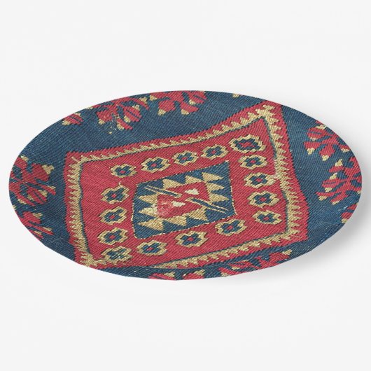 Turks Kilim Carpet Rug Antiek Red Blue Papieren Bordje (Gekanteld)