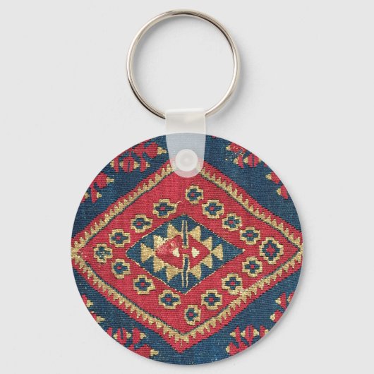 Turks Kilim Carpet Rug Antiek Red Blue Sleutelhanger (Voorkant)
