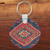 Turks Kilim Carpet Rug Antiek Red Blue Sleutelhanger (Voorkant)