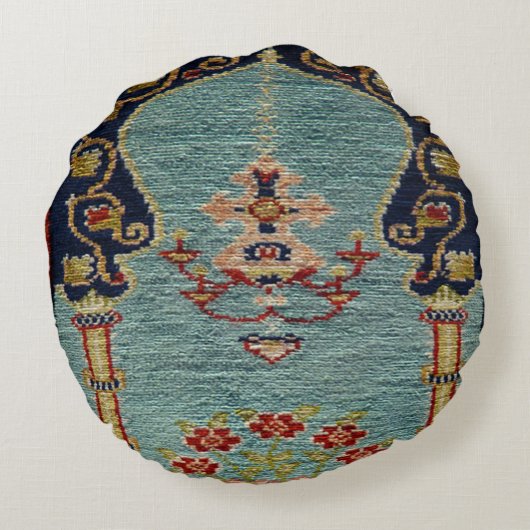 Turks Kilim Carpet Rug Antiek Rond Kussen (Achterkant)