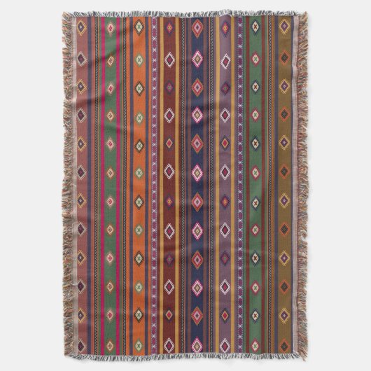 Turks Kilim Pattern Colorful Tribal Deken (Voorkant Verticaal)