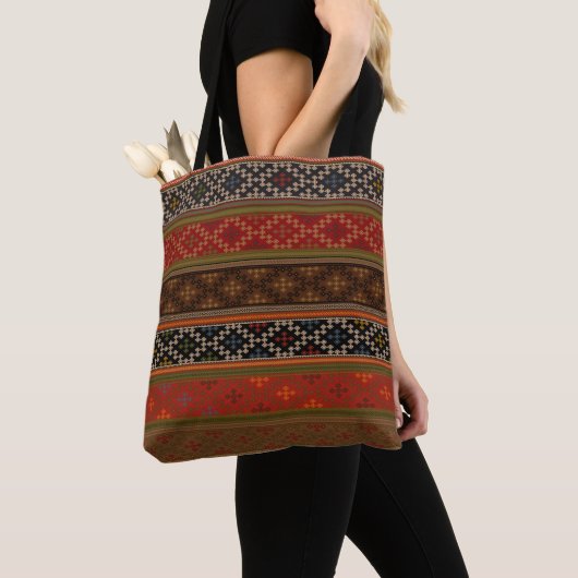 Turks Kilim Pattern Colorful Tribal Tote Bag (Dichtbij)