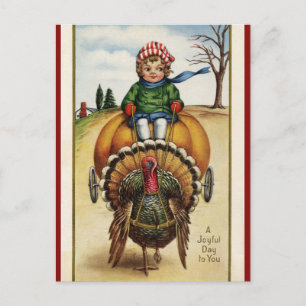 Turks kind op Thanksgiving van pompoen Briefkaart