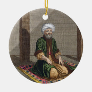 Turks Man, bidden, 18e eeuw (graven) Keramisch Ornament