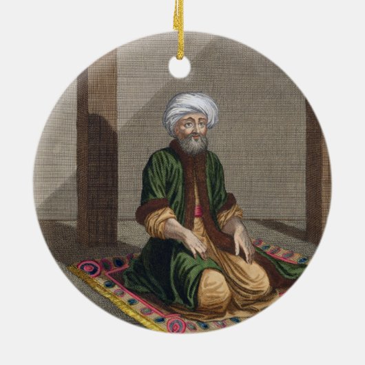 Turks Man, bidden, 18e eeuw (graven) Keramisch Ornament (Achterkant)