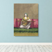 Turks meisje, borduurwerk, 18e eeuw (engravin) canvas afdruk (Insitu (Houten vloer))