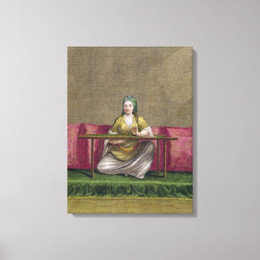 Turks meisje, borduurwerk, 18e eeuw (engravin) canvas afdruk (Voorkant)