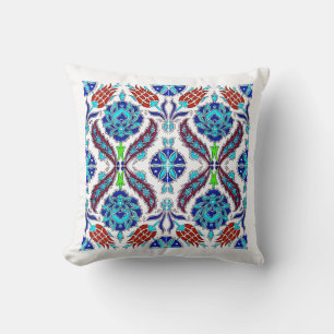 Turks ontwerp in blauwe kleur met tulpen kussen