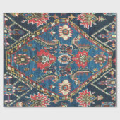 Turks oosterse tapijt, blauw cadeaupapier (Vlak)