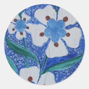 Turks Ottomaans blauw en wit keramisch tegels Ronde Sticker