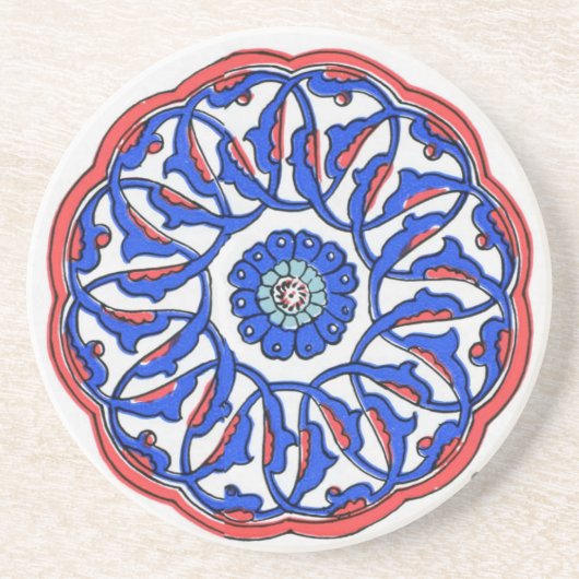 Turks Ottoman Tile Pattern-Onderzetter Zandsteen Onderzetter (Voorkant)