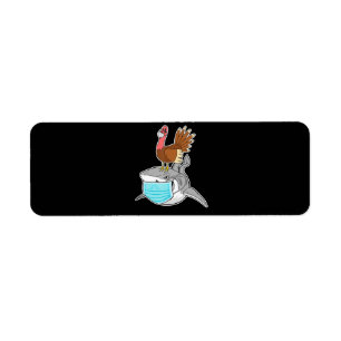 Turks Riding Shark Face-Mask Funny Animal Etiket