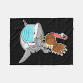 Turks Riding Shark Face-Mask Funny Animal Fleece Deken (Voorkant (Horizontaal))