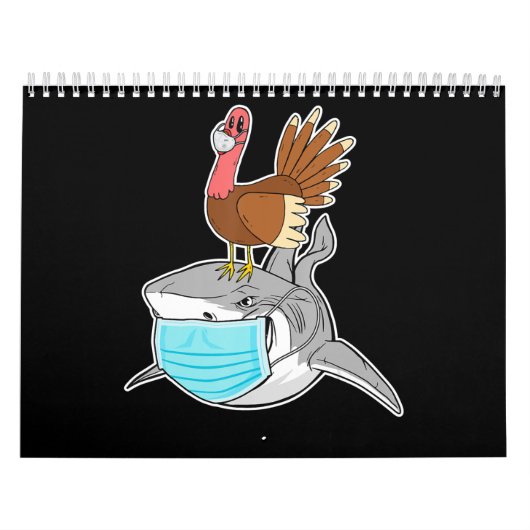 Turks Riding Shark Face-Mask Funny Animal Kalender (Hoes)