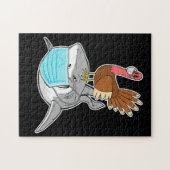 Turks Riding Shark Face-Mask Funny Animal Legpuzzel (Horizontaal)