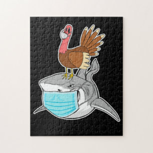 Turks Riding Shark Face-Mask Funny Animal Legpuzzel