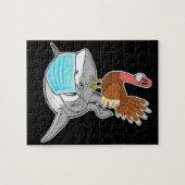 Turks Riding Shark Face-Mask Funny Animal Legpuzzel (Horizontaal)