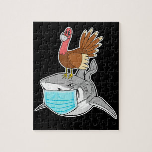 Turks Riding Shark Face-Mask Funny Animal Legpuzzel