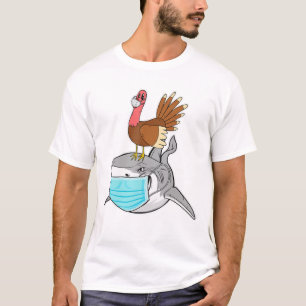 Turks Riding Shark Face-Mask Funny Animal T-shirt