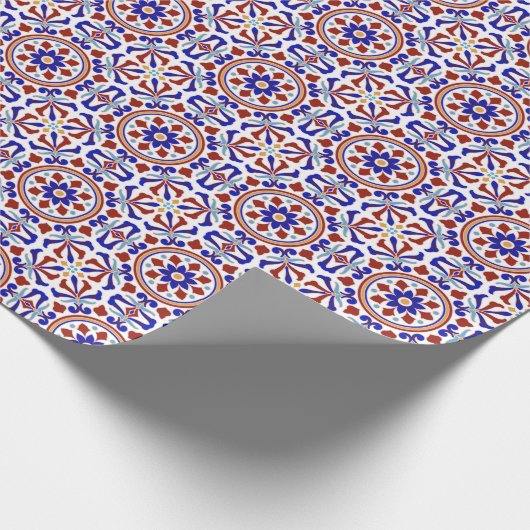 Turks Rood Blauw Wit Ontwerp Cadeaupapier (Hoek)