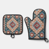 Turks tapijt Antiek Kilim Kabristan Ovenwant & Pannenlap Set (Voorkant)