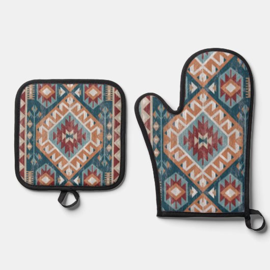 Turks tapijt Antiek Kilim Kabristan Ovenwant & Pannenlap Set (Voorkant)